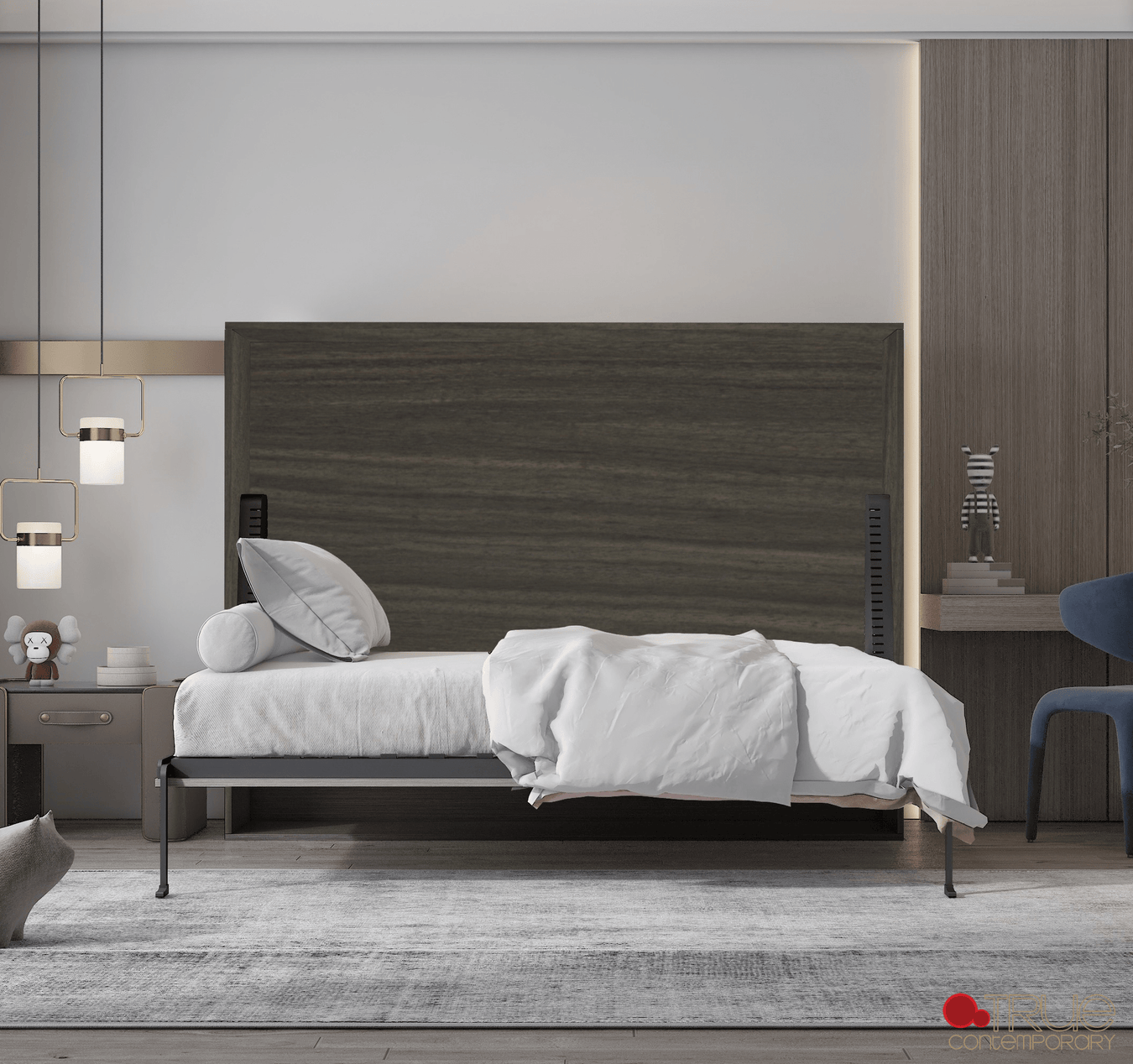 True Contemporary Heidi II Brown Horizontal Murphy Wall Pull Down Bed, image 1