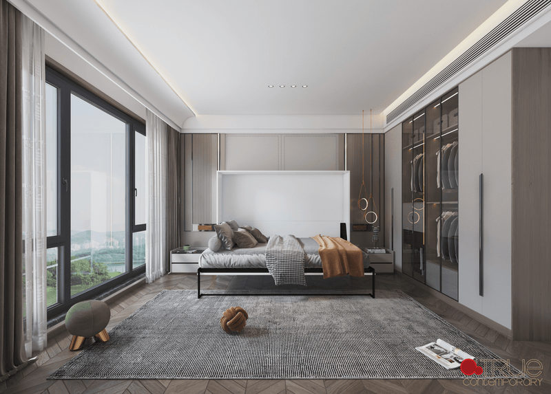 True Contemporary Murphy Wall Bed Heidi III White Horizontal Murphy Wall Pull Down Bed - Available in 3 Sizes