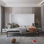 True Contemporary Murphy Wall Bed Heidi III White Horizontal Murphy Wall Pull Down Bed - Available in 3 Sizes