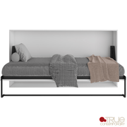 True Contemporary Murphy Wall Bed Heidi III White Horizontal Murphy Wall Pull Down Bed - Available in 3 Sizes