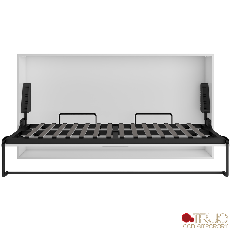 True Contemporary Murphy Wall Bed Heidi III White Horizontal Murphy Wall Pull Down Bed with Mattress - Available in 3 Sizes