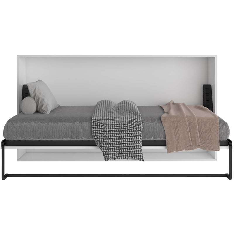True Contemporary Murphy Wall Bed Twin / Twin 6" Tranquility Memory Foam Mattress Heidi III White Horizontal Murphy Wall Pull Down Bed with Mattress - Available in 3 Sizes