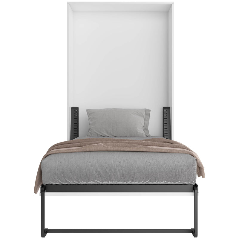 True Contemporary Murphy Wall Bed Twin / Twin 6" Tranquility Memory Foam Mattress Wallie II White Vertical Murphy Wall Pull Down Bed with Mattress - Available in 3 Sizes