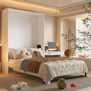 True Contemporary Murphy Wall Bed Wallie II White Vertical Murphy Wall Pull Down Bed - Available in 3 Sizes
