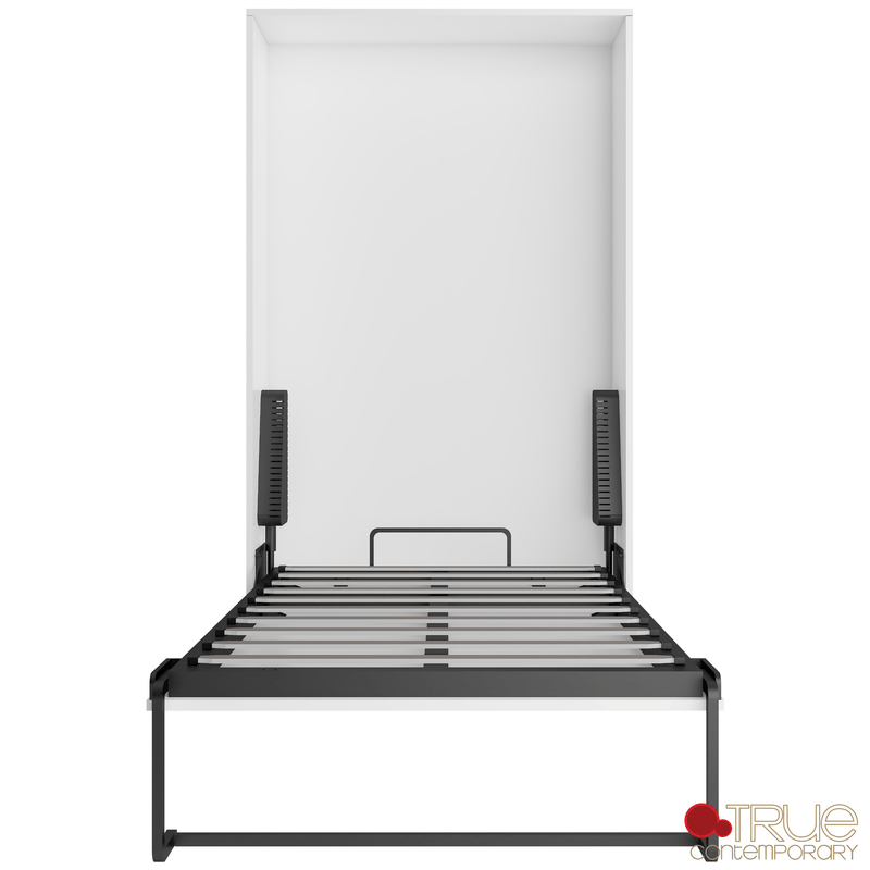 True Contemporary Murphy Wall Bed Wallie II White Vertical Murphy Wall Pull Down Bed with Mattress - Available in 3 Sizes