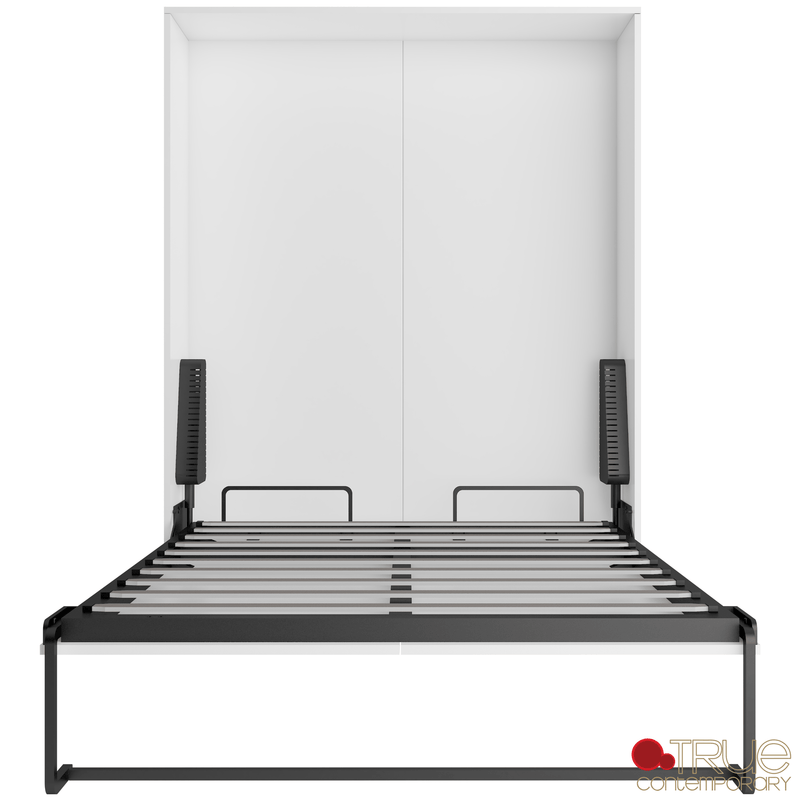 True Contemporary Murphy Wall Bed Wallie II White Vertical Murphy Wall Pull Down Bed with Mattress - Available in 3 Sizes