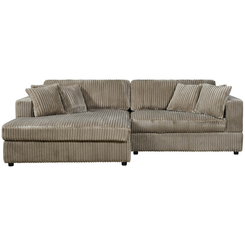 True Contemporary Sectional Beige / Left Facing Chaise Ridgeway 105" Wide Small Sectional Sofa with Chaise in Minky Corduroy Fabric - Available in 3 Colours