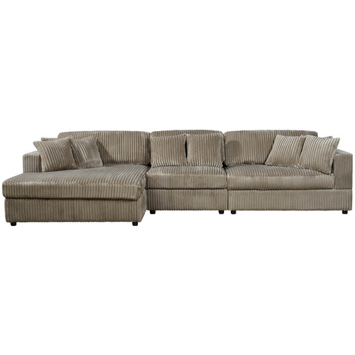 True Contemporary Sectional Beige / Left Facing Chaise Ridgeway 139.5" Wide Medium Sectional Sofa with Chaise in Minky Corduroy Fabric - Available in 3 Colours