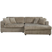 True Contemporary Sectional Beige / Right Facing Chaise Ridgeway 105" Wide Small Sectional Sofa with Chaise in Minky Corduroy Fabric - Available in 3 Colours