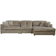 True Contemporary Sectional Beige / Right Facing Chaise Ridgeway 139.5" Wide Medium Sectional Sofa with Chaise in Minky Corduroy Fabric - Available in 3 Colours