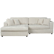 True Contemporary Sectional Cream / Left Facing Chaise Ridgeway 105" Wide Small Sectional Sofa with Chaise in Minky Corduroy Fabric - Available in 3 Colours