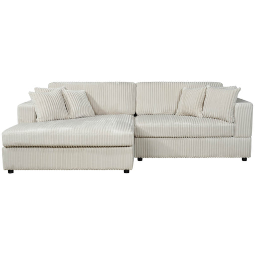 True Contemporary Sectional Cream / Left Facing Chaise Ridgeway 105" Wide Small Sectional Sofa with Chaise in Minky Corduroy Fabric - Available in 3 Colours
