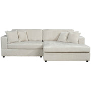 True Contemporary Sectional Cream / Right Facing Chaise Ridgeway 105" Wide Small Sectional Sofa with Chaise in Minky Corduroy Fabric - Available in 3 Colours