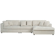 True Contemporary Sectional Cream / Right Facing Chaise Ridgeway 139.5" Wide Medium Sectional Sofa with Chaise in Minky Corduroy Fabric - Available in 3 Colours