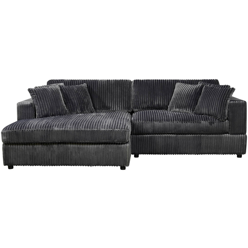True Contemporary Sectional Dark Grey / Left Facing Chaise Ridgeway 105" Wide Small Sectional Sofa with Chaise in Minky Corduroy Fabric - Available in 3 Colours