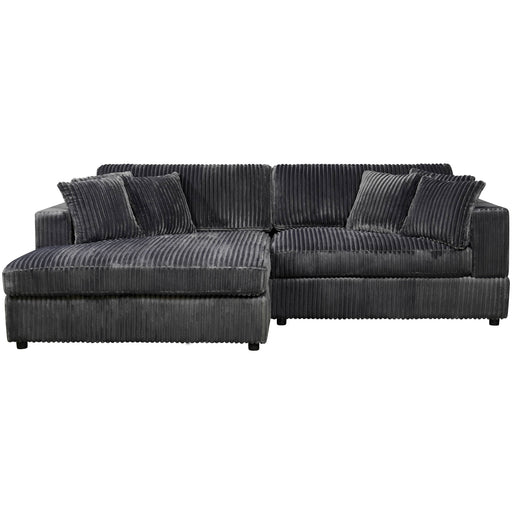True Contemporary Sectional Dark Grey / Left Facing Chaise Ridgeway 105" Wide Small Sectional Sofa with Chaise in Minky Corduroy Fabric - Available in 3 Colours