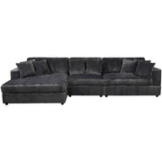 True Contemporary Sectional Dark Grey / Left Facing Chaise Ridgeway 139.5" Wide Medium Sectional Sofa with Chaise in Minky Corduroy Fabric - Available in 3 Colours