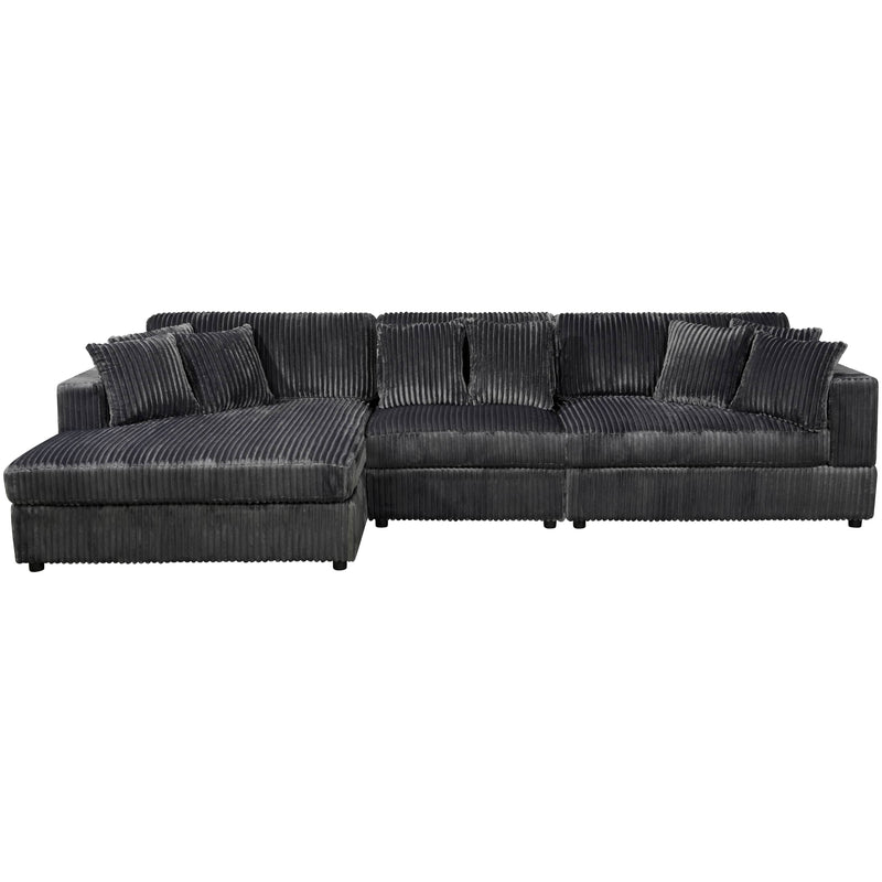 True Contemporary Sectional Dark Grey / Left Facing Chaise Ridgeway 139.5" Wide Medium Sectional Sofa with Chaise in Minky Corduroy Fabric - Available in 3 Colours