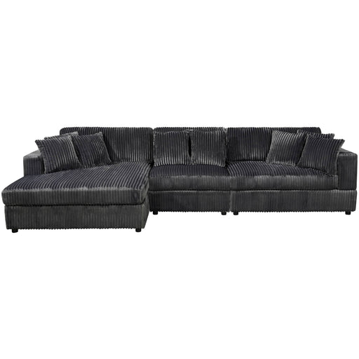 True Contemporary Sectional Dark Grey / Left Facing Chaise Ridgeway 139.5" Wide Medium Sectional Sofa with Chaise in Minky Corduroy Fabric - Available in 3 Colours