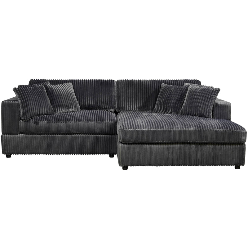 True Contemporary Sectional Dark Grey / Right Facing Chaise Ridgeway 105" Wide Small Sectional Sofa with Chaise in Minky Corduroy Fabric - Available in 3 Colours