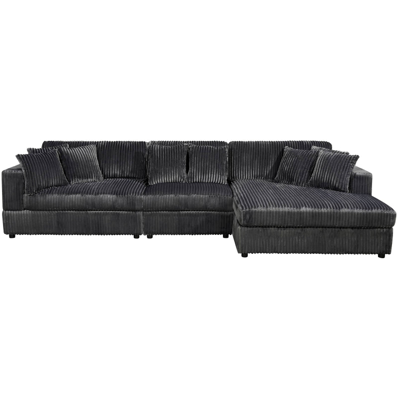 True Contemporary Sectional Dark Grey / Right Facing Chaise Ridgeway 139.5" Wide Medium Sectional Sofa with Chaise in Minky Corduroy Fabric - Available in 3 Colours