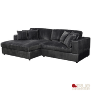 True Contemporary Sectional Ridgeway 105" Wide Small Sectional Sofa with Chaise in Minky Corduroy Fabric - Available in 3 Colours