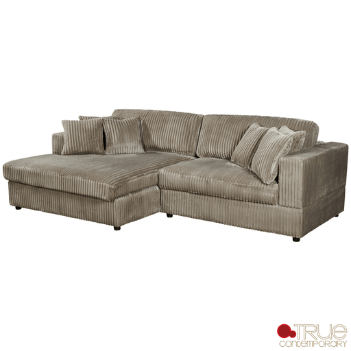 True Contemporary Sectional Ridgeway 105" Wide Small Sectional Sofa with Chaise in Minky Corduroy Fabric - Available in 3 Colours