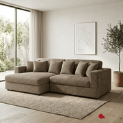 True Contemporary Sectional Ridgeway 105" Wide Small Sectional Sofa with Chaise in Minky Corduroy Fabric - Available in 3 Colours