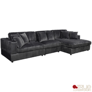 True Contemporary Sectional Ridgeway 139.5" Wide Medium Sectional Sofa with Chaise in Minky Corduroy Fabric - Available in 3 Colours