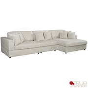 True Contemporary Sectional Ridgeway 139.5" Wide Medium Sectional Sofa with Chaise in Minky Corduroy Fabric - Available in 3 Colours