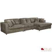 True Contemporary Sectional Ridgeway 139.5" Wide Medium Sectional Sofa with Chaise in Minky Corduroy Fabric - Available in 3 Colours