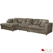 True Contemporary Sectional Ridgeway 139.5" Wide Medium Sectional Sofa with Chaise in Minky Corduroy Fabric - Available in 3 Colours