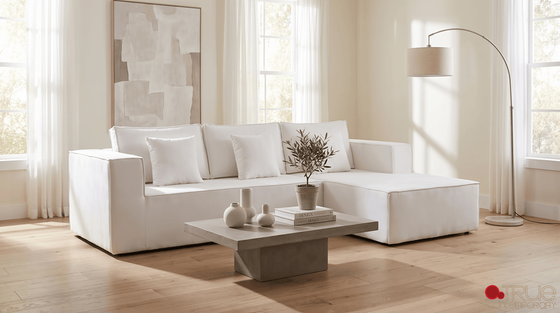 True Contemporary Sectional Solace 108.27" Wide Fabric Modular Boneless No-Assembly Compressed Floor L-Shaped Sectional Sofa - Available in 3 Colours