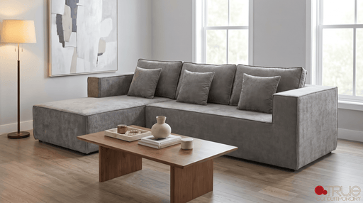 True Contemporary Sectional Solace 108.27" Wide Fabric Modular Boneless No-Assembly Compressed Floor L-Shaped Sectional Sofa - Available in 3 Colours