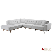 True Contemporary Sectional Sterling 120" Wide Tufted L-Shaped Sectional Sofa in Monique Oyster