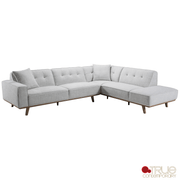 True Contemporary Sectional Sterling 120" Wide Tufted L-Shaped Sectional Sofa in Monique Oyster