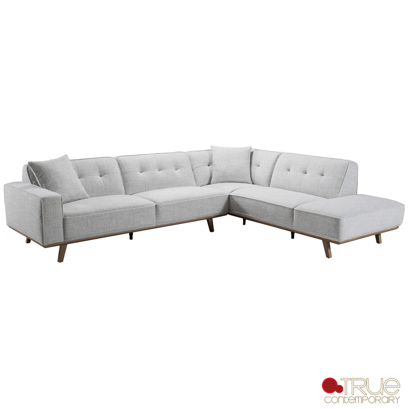 True Contemporary Sectional Sterling 120" Wide Tufted L-Shaped Sectional Sofa in Monique Oyster