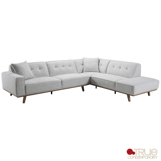 True Contemporary Sectional Sterling 120" Wide Tufted L-Shaped Sectional Sofa in Monique Oyster