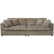 True Contemporary Sofa Beige Ridgeway 105" Minky Corduroy Fabric 2 Seater Sofa - Available in 3 Colours