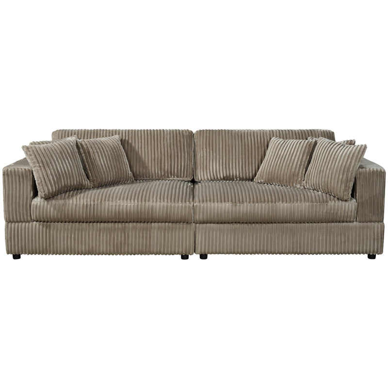 True Contemporary Sofa Beige Ridgeway 105" Minky Corduroy Fabric 2 Seater Sofa - Available in 3 Colours