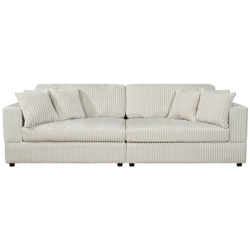 True Contemporary Sofa Cream Ridgeway 105" Minky Corduroy Fabric 2 Seater Sofa - Available in 3 Colours