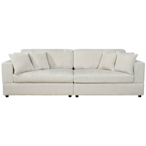 True Contemporary Sofa Cream Ridgeway 105" Minky Corduroy Fabric 2 Seater Sofa - Available in 3 Colours
