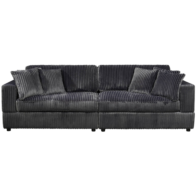 True Contemporary Sofa Dark Grey Ridgeway 105" Minky Corduroy Fabric 2 Seater Sofa - Available in 3 Colours