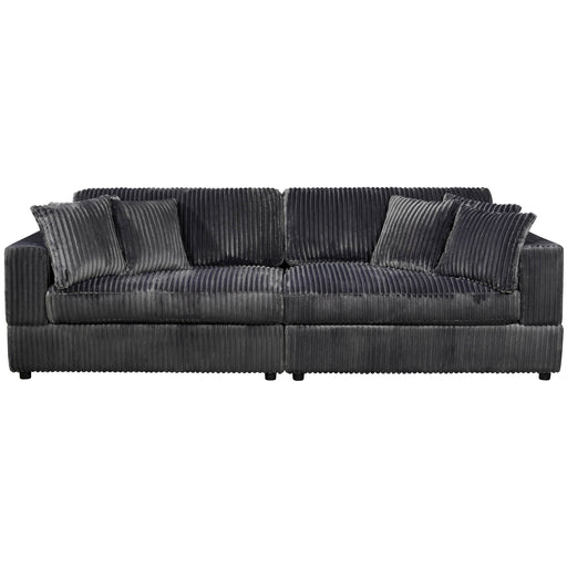True Contemporary Sofa Dark Grey Ridgeway 105" Minky Corduroy Fabric 2 Seater Sofa - Available in 3 Colours