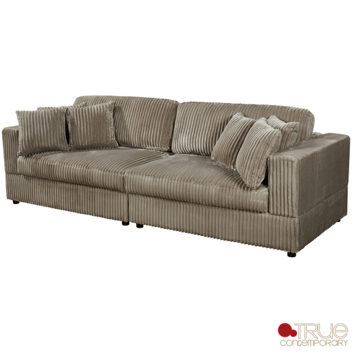 True Contemporary Sofa Ridgeway 105" Minky Corduroy Fabric 2 Seater Sofa - Available in 3 Colours