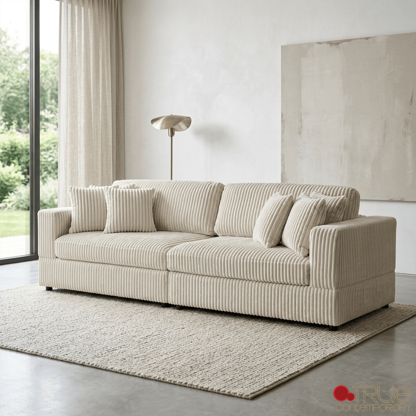 True Contemporary Ridgeway 105" Minky Corduroy Fabric 2 Seater Sofa, image 1