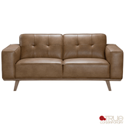 True Contemporary Sofa Set Sterling 2 Piece Tufted Sofa and Loveseat Set in Premium Tan Faux Leather