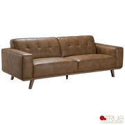 True Contemporary Sofa Set Sterling 3 Piece Tufted Sofa, Loveseat, and Chair Set in Premium Tan Faux Leather