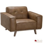 True Contemporary Sofa Set Sterling 3 Piece Tufted Sofa, Loveseat, and Chair Set in Premium Tan Faux Leather
