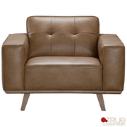 True Contemporary Sofa Set Sterling 3 Piece Tufted Sofa, Loveseat, and Chair Set in Premium Tan Faux Leather